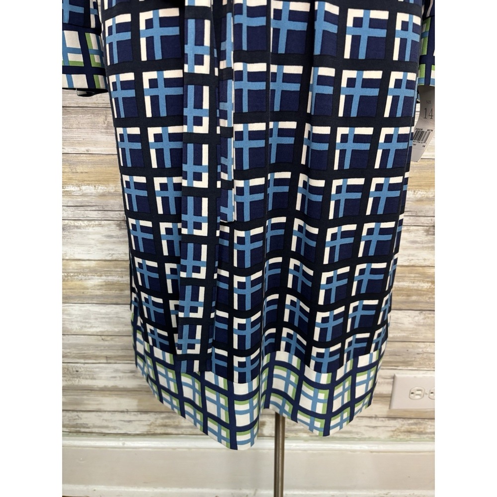 Donna Morgan Dress NWT Geometric Jersey Mod Long Sleeve Work Belted EUC - Picture 6 of 12